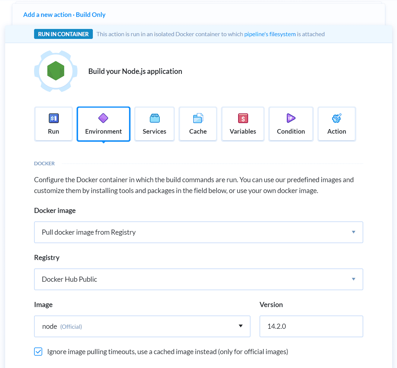 Overview Environment tab