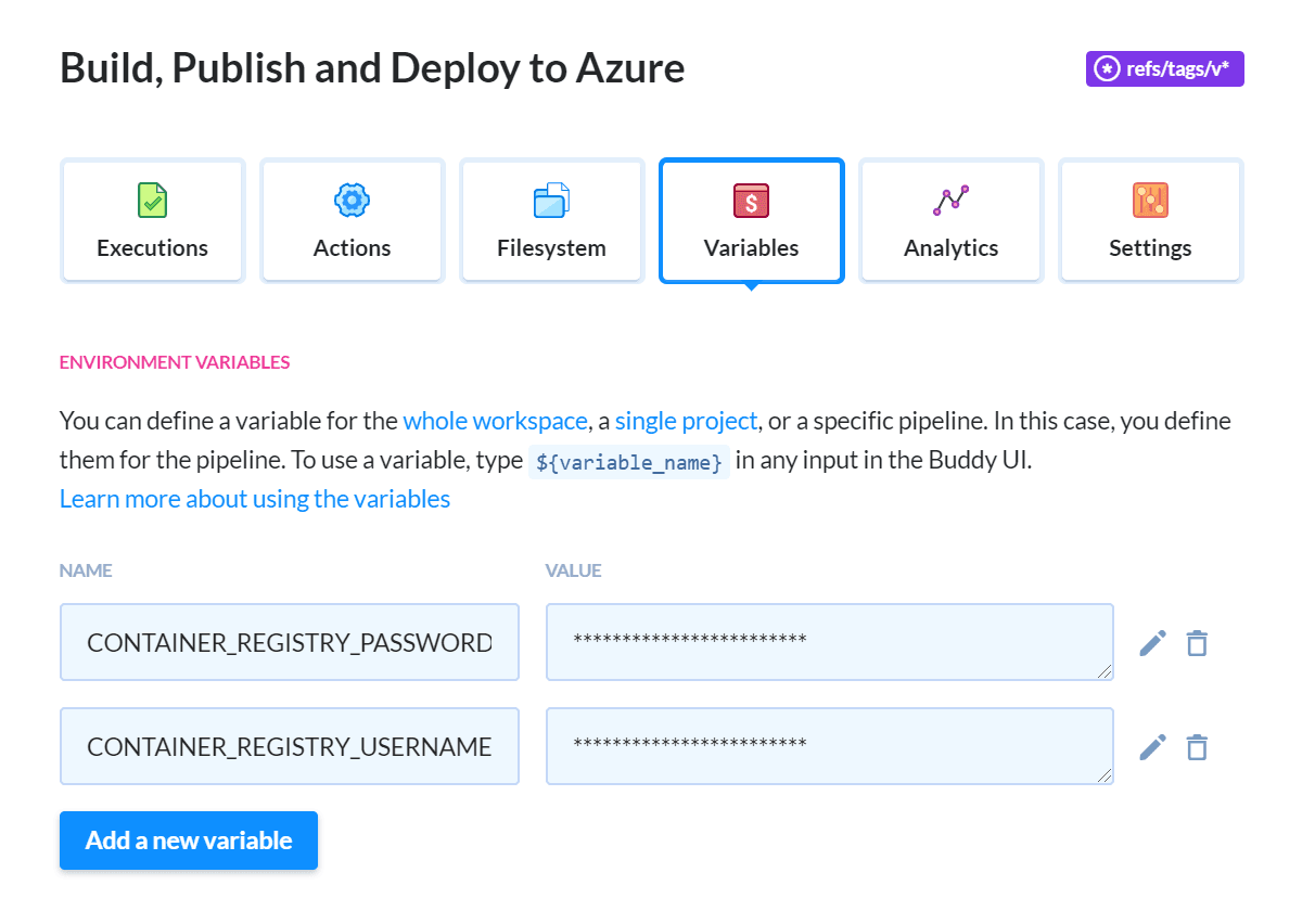 Pipeline variables