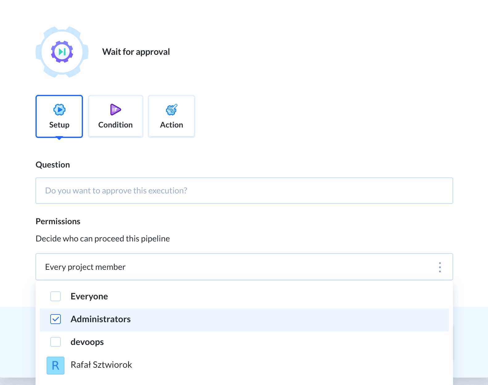 Wait for approval configuration