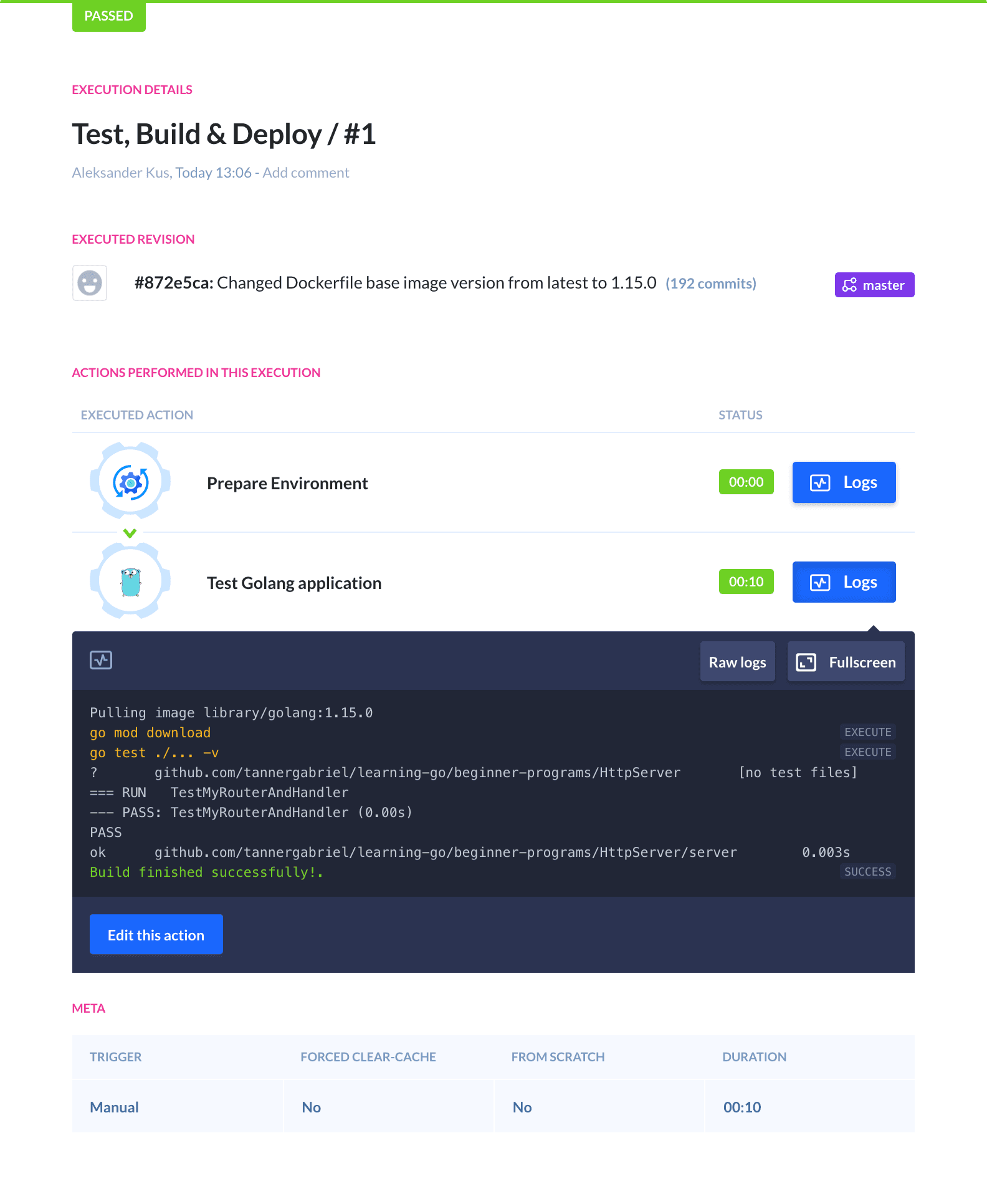 Running testing pipeline