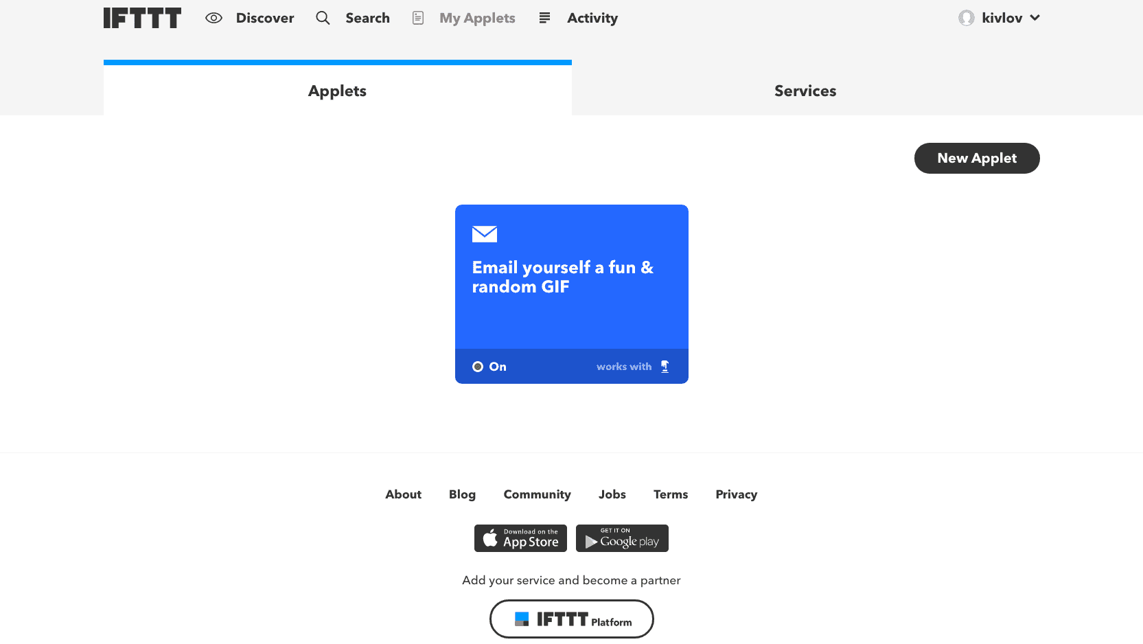 Creating new applet in IFTTT