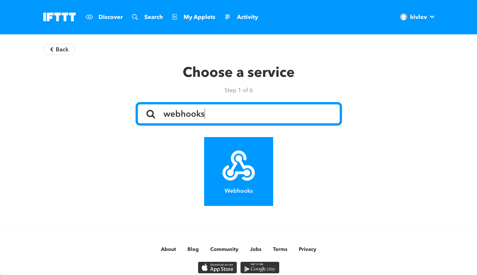 Adding webhooks to IFTTT