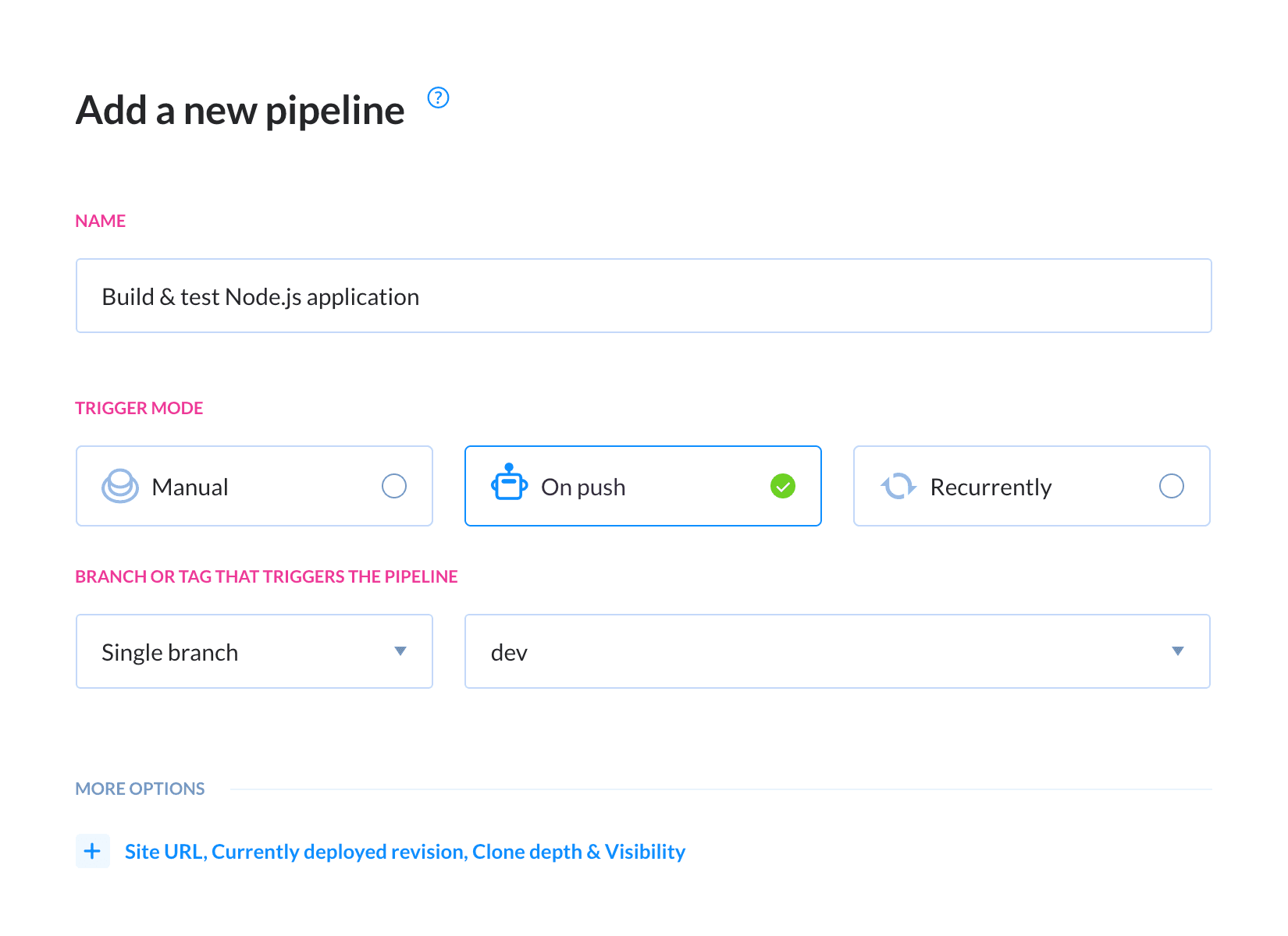 Creating a new pipeline