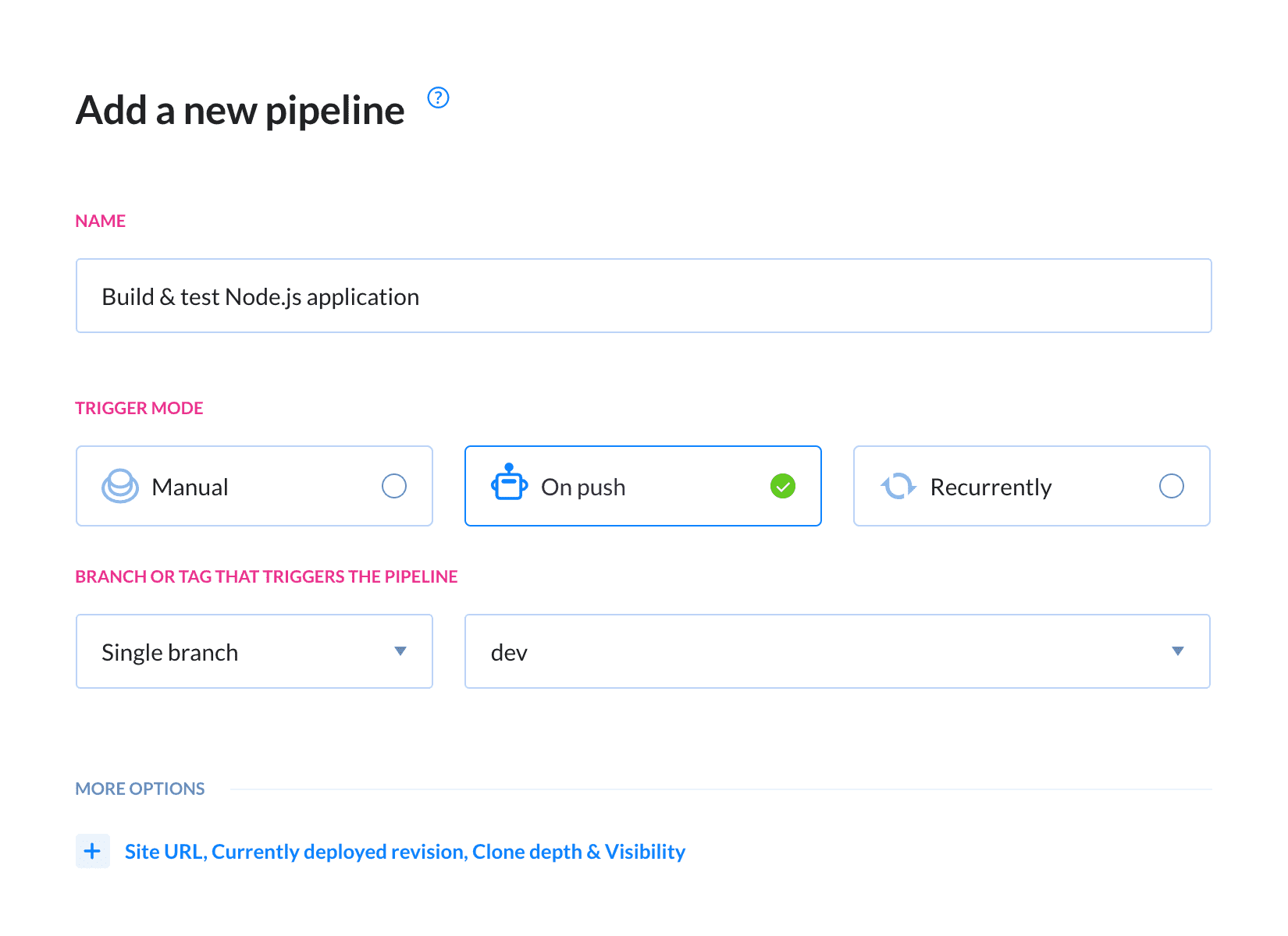 Creating a new pipeline