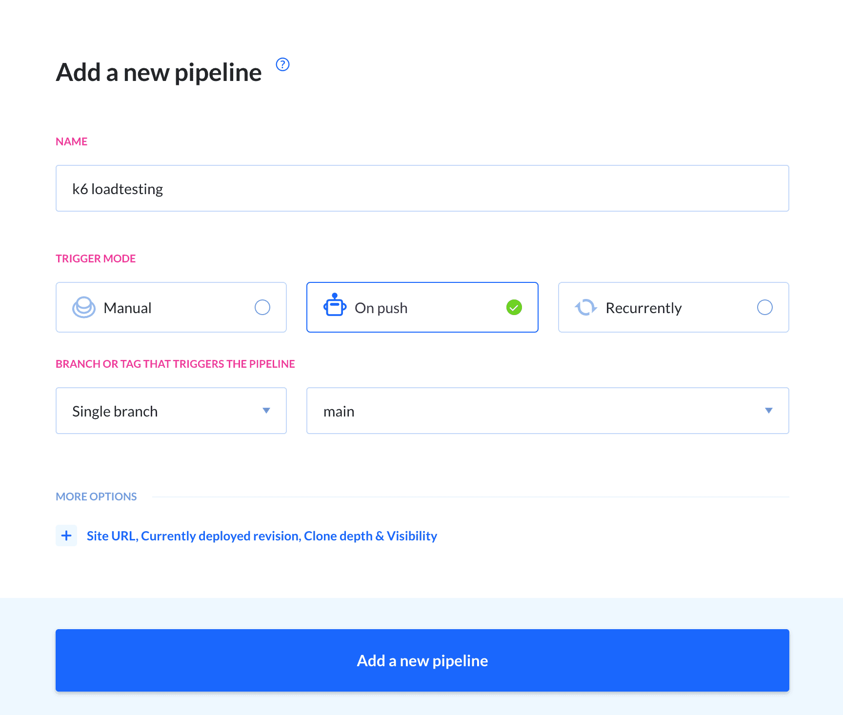 Creating a pipeline in Buddy