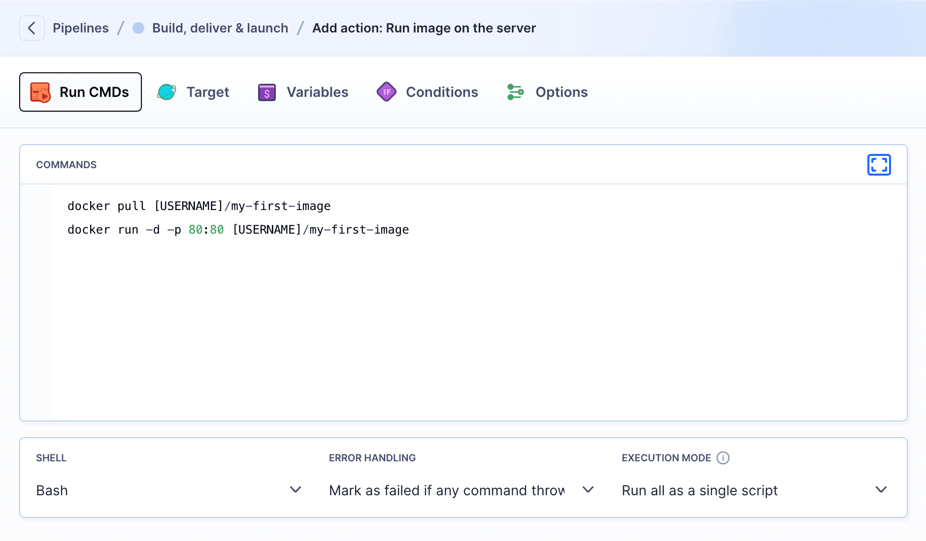 SSH action details