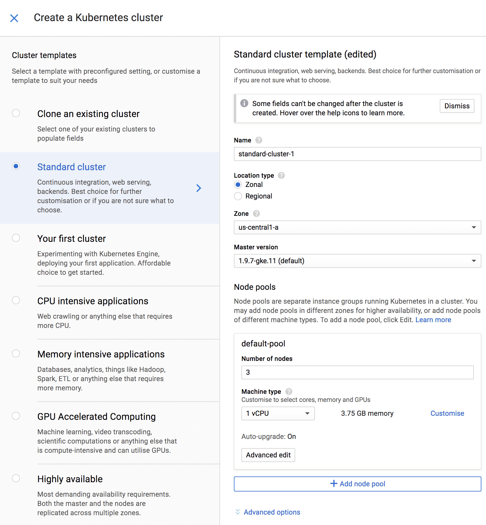 Creating Kubernetes cluster