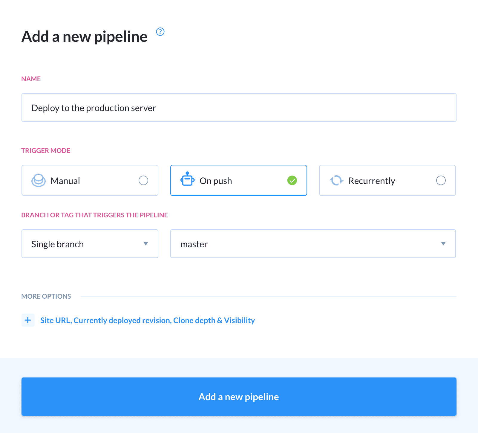 Adding a pipeline