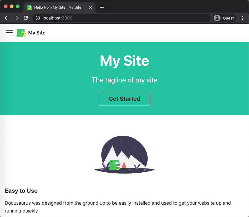 Docusaurus running on local host