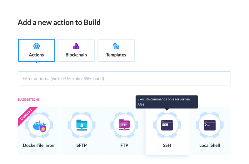 Adding an SSH action