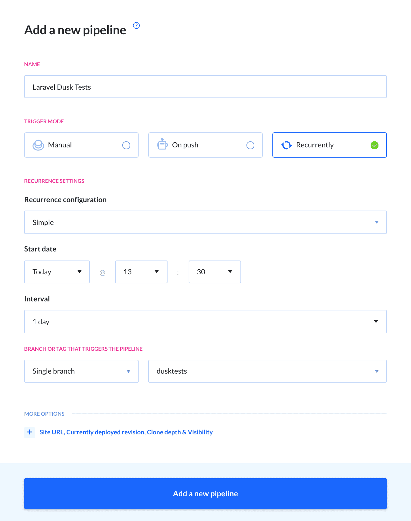 Pipeline configuration