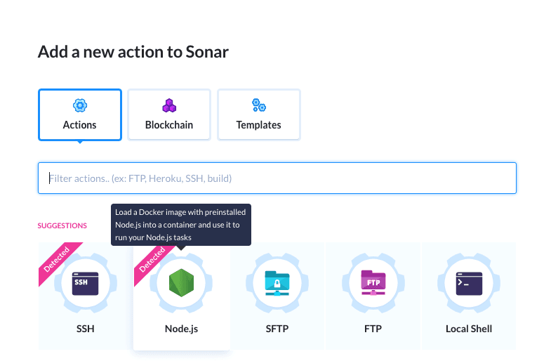 Adding the Node.js action