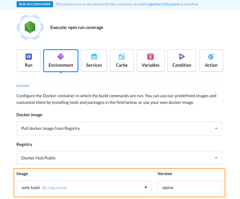 Action environment configuration