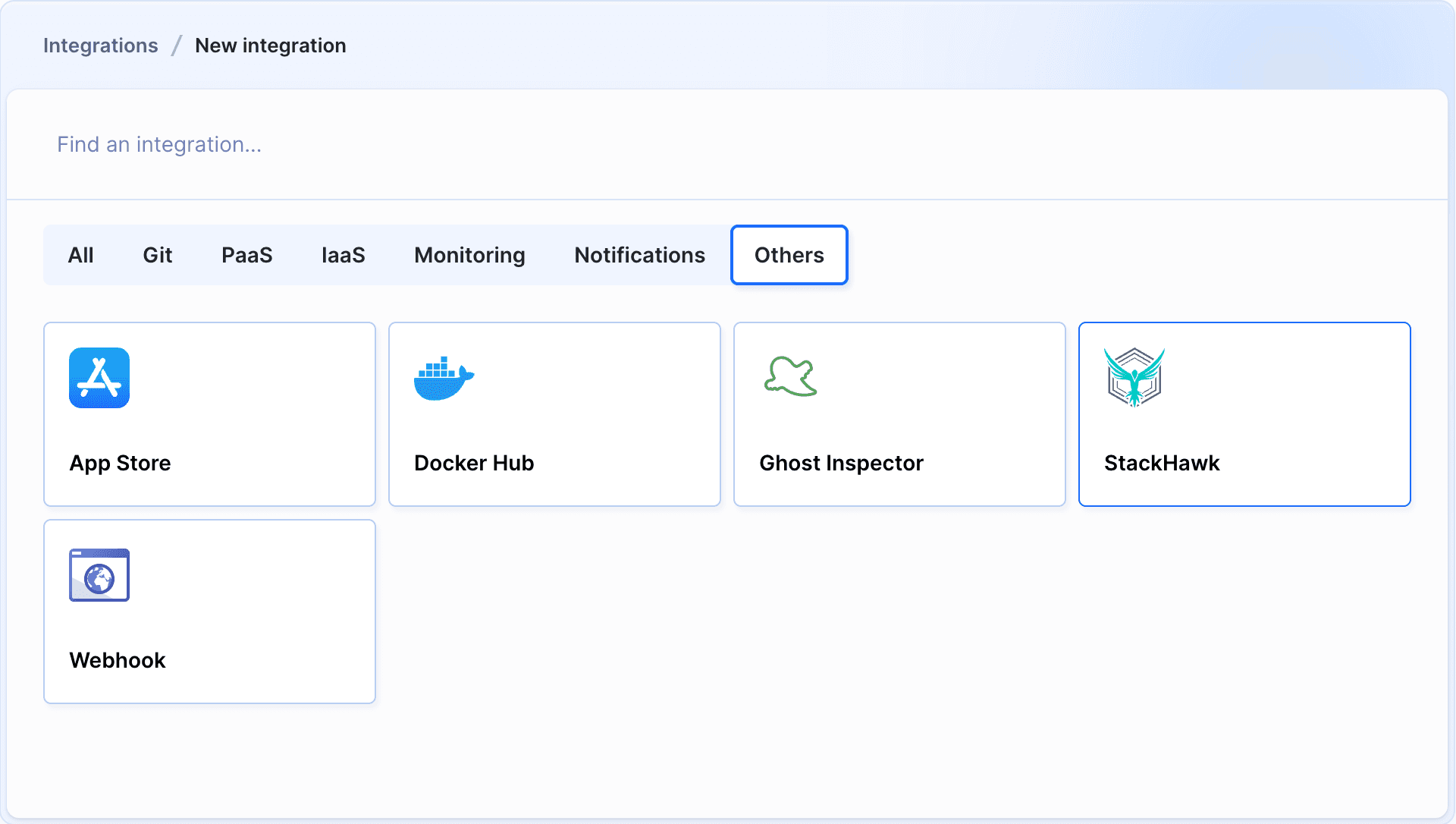 StackHawk on integrations list