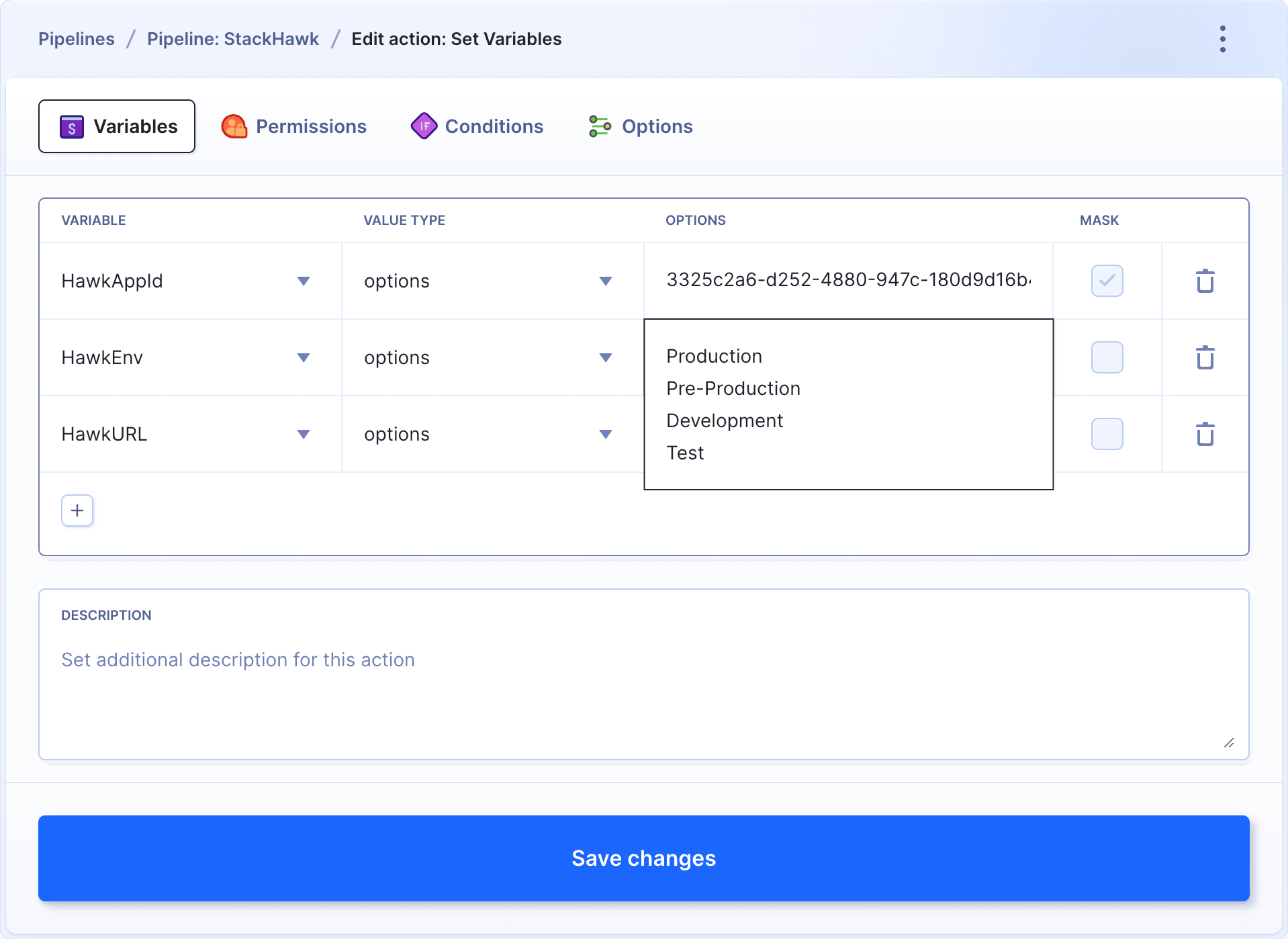 Adding variables to Set Variables action