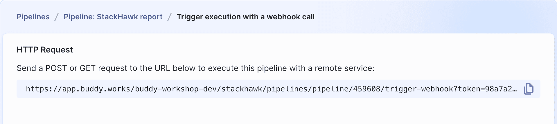 Pipeline webhook URL