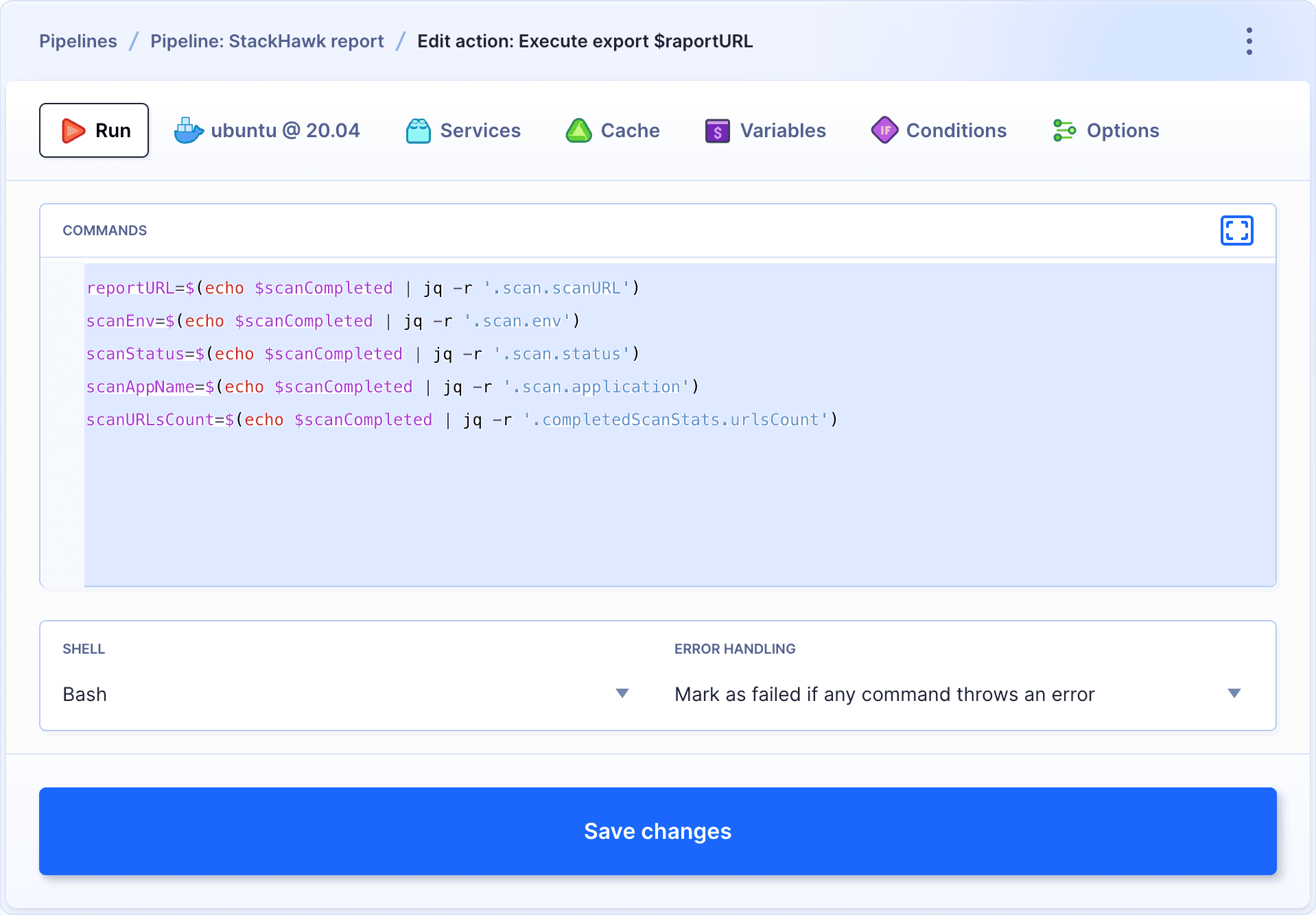 Local Shell with jq script