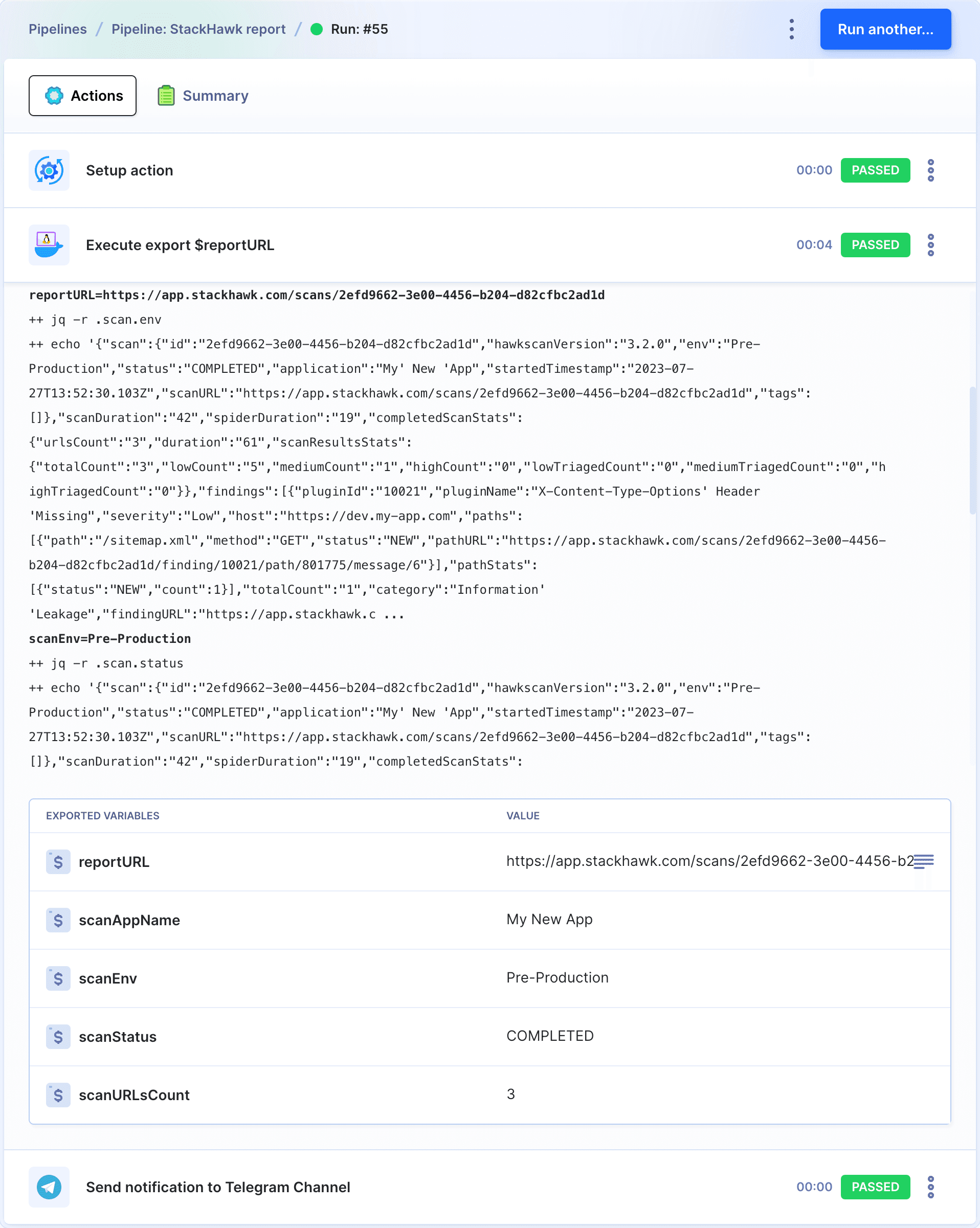 Report pipeline details