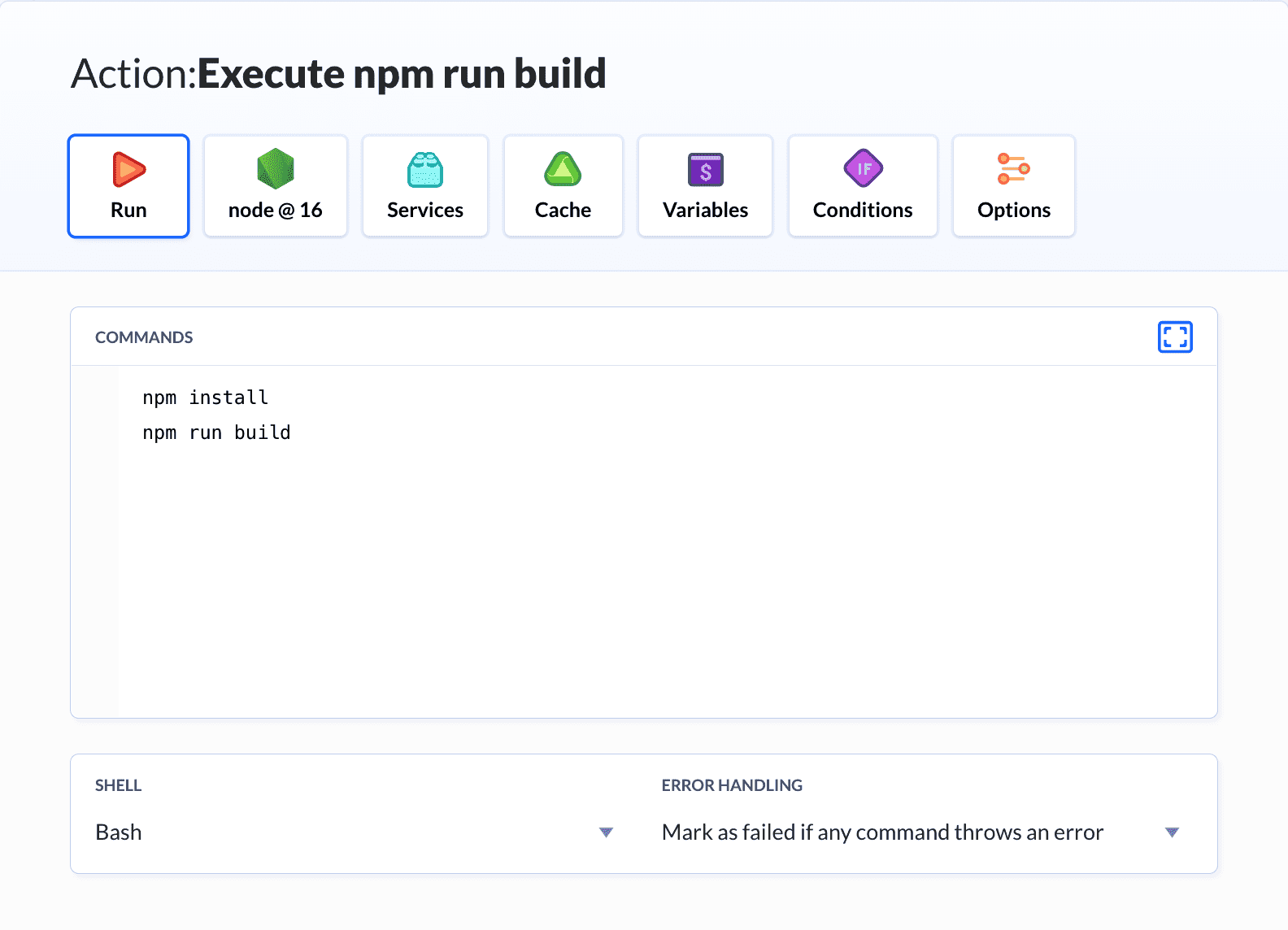 Node.js action details