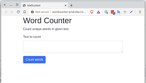 A fully deployed Word Counter application