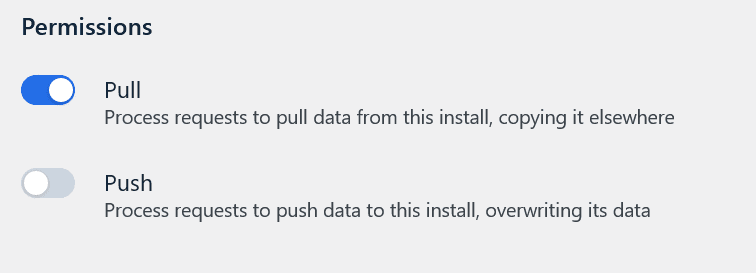 Migration permission settings