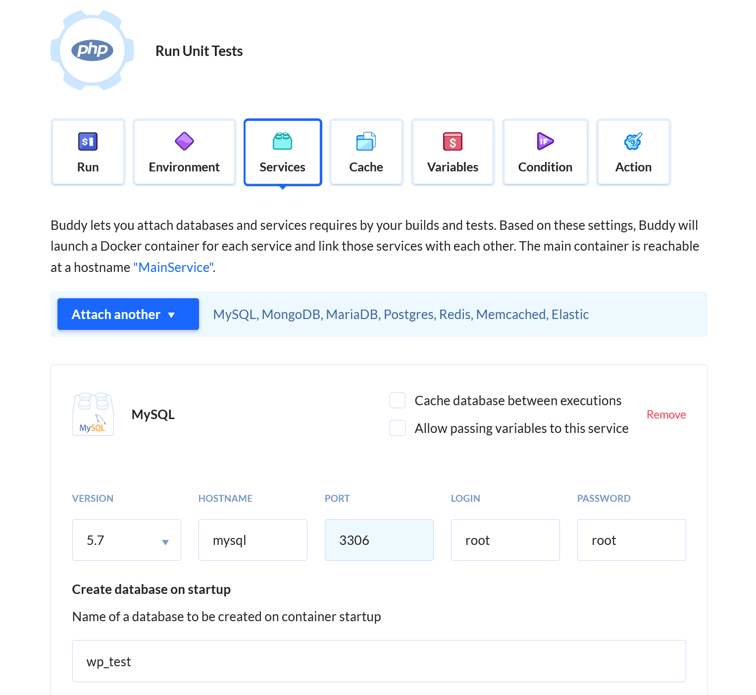 Database configuration