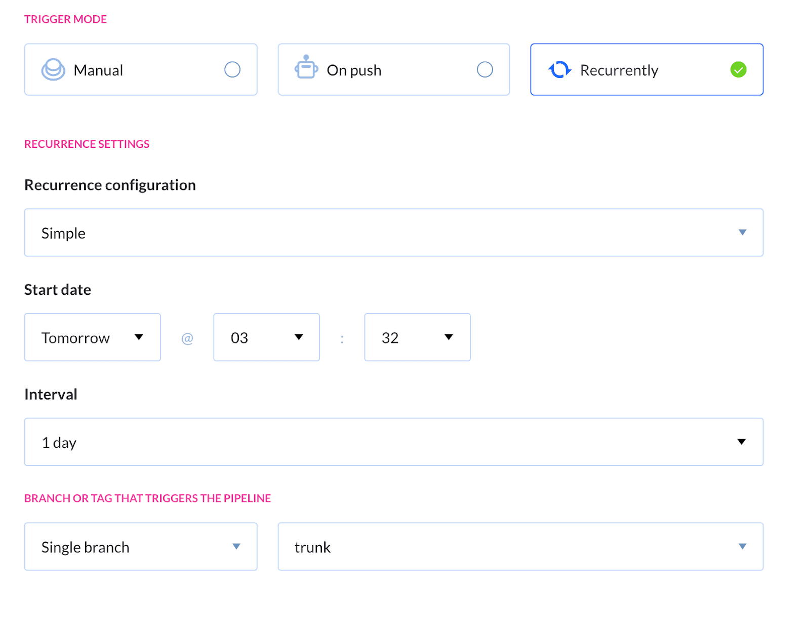 Creating a recurrent pipeline