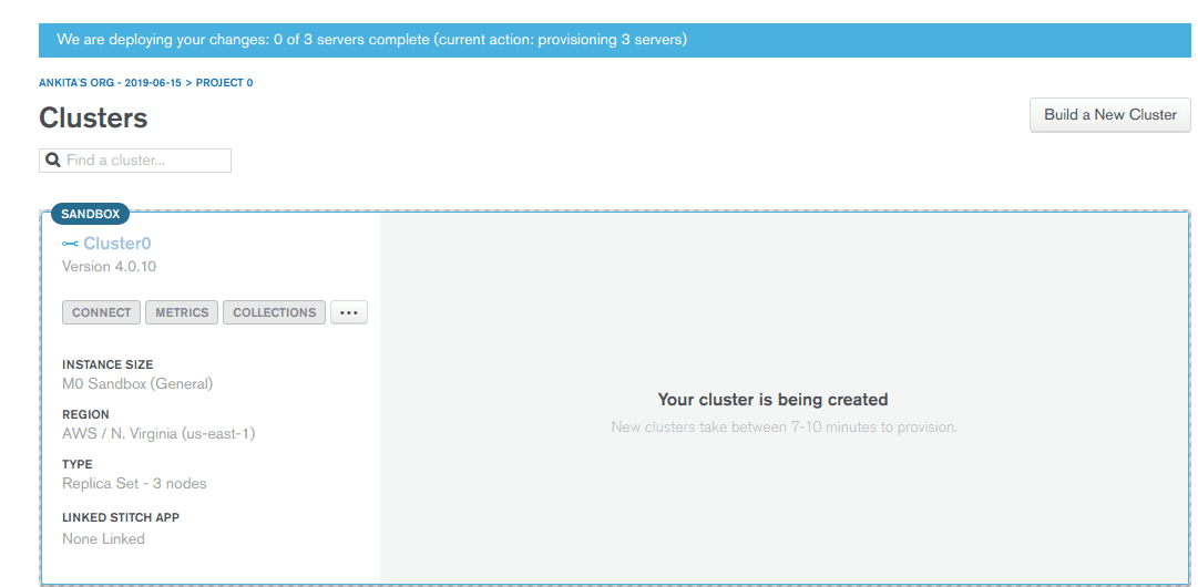 MongoDB cluster creation