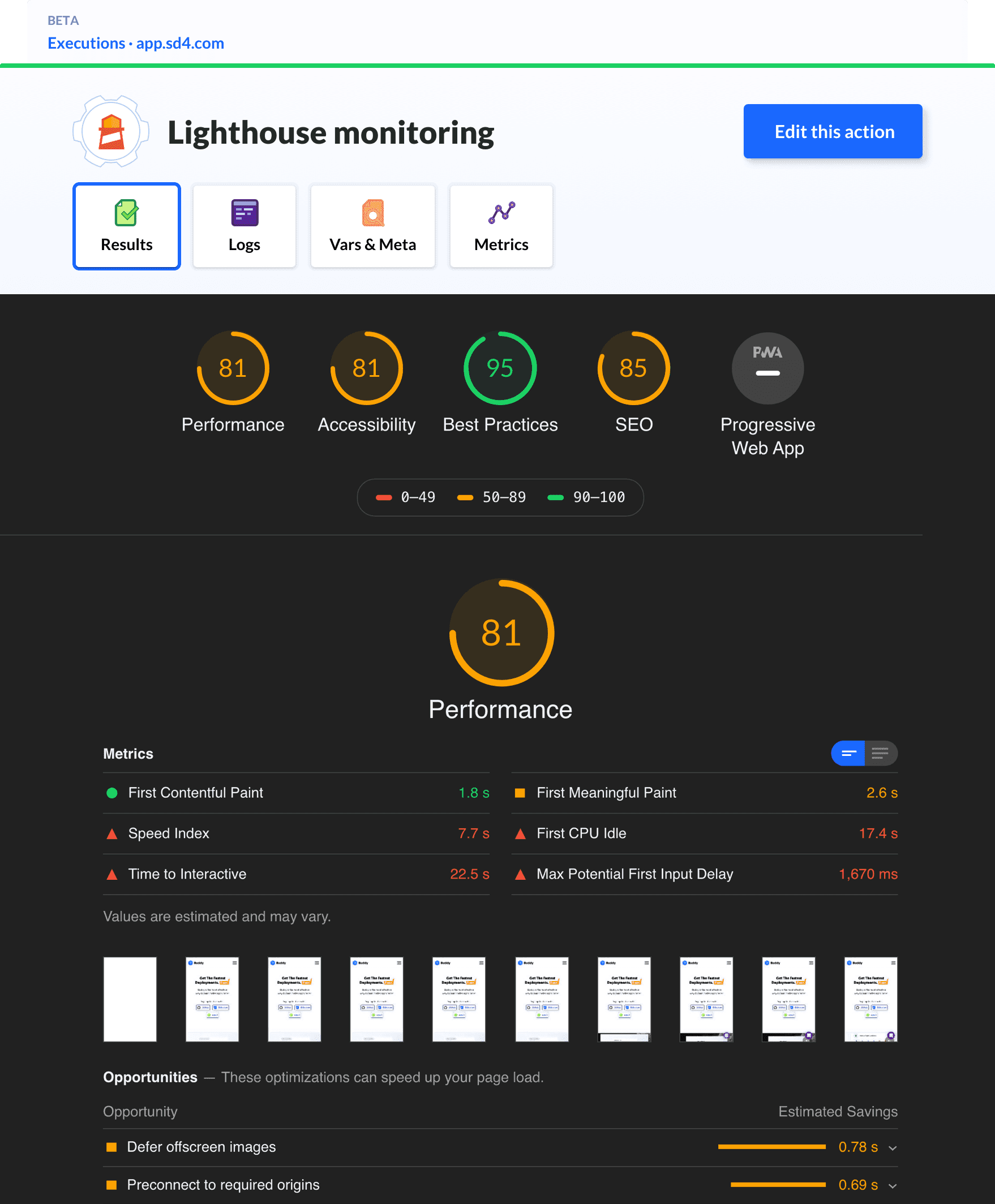 Screenshot of Monitoring