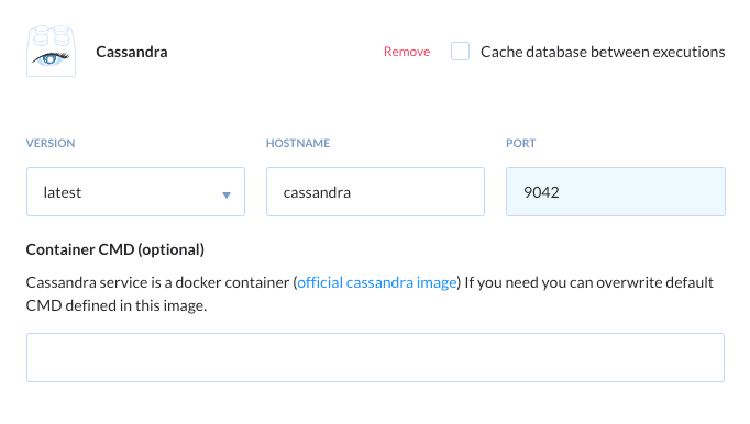 Preview Cassandra action, tab Environment