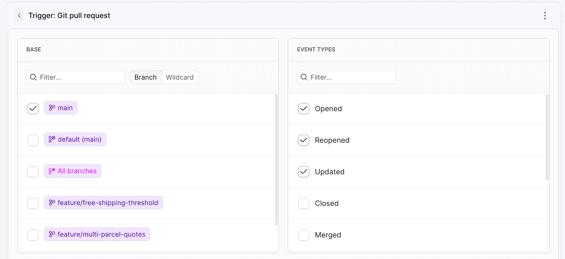 Pull request trigger in a GitLab project
