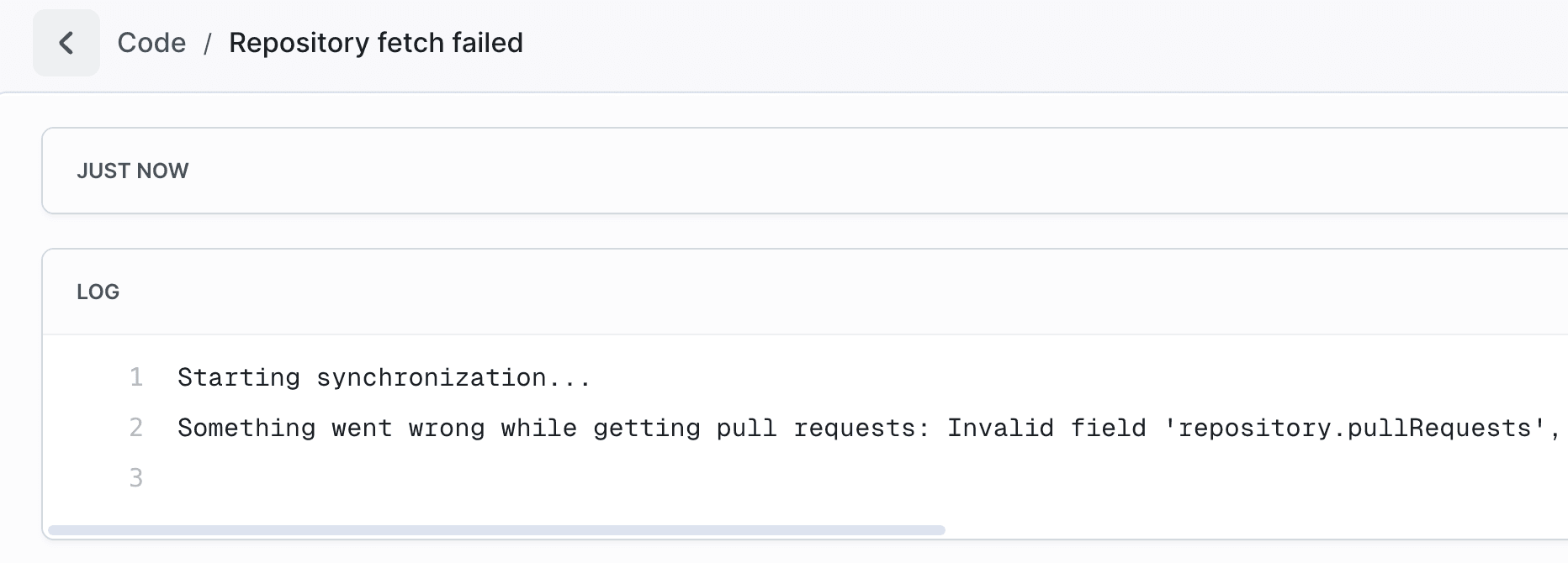 Error details – Activity screen