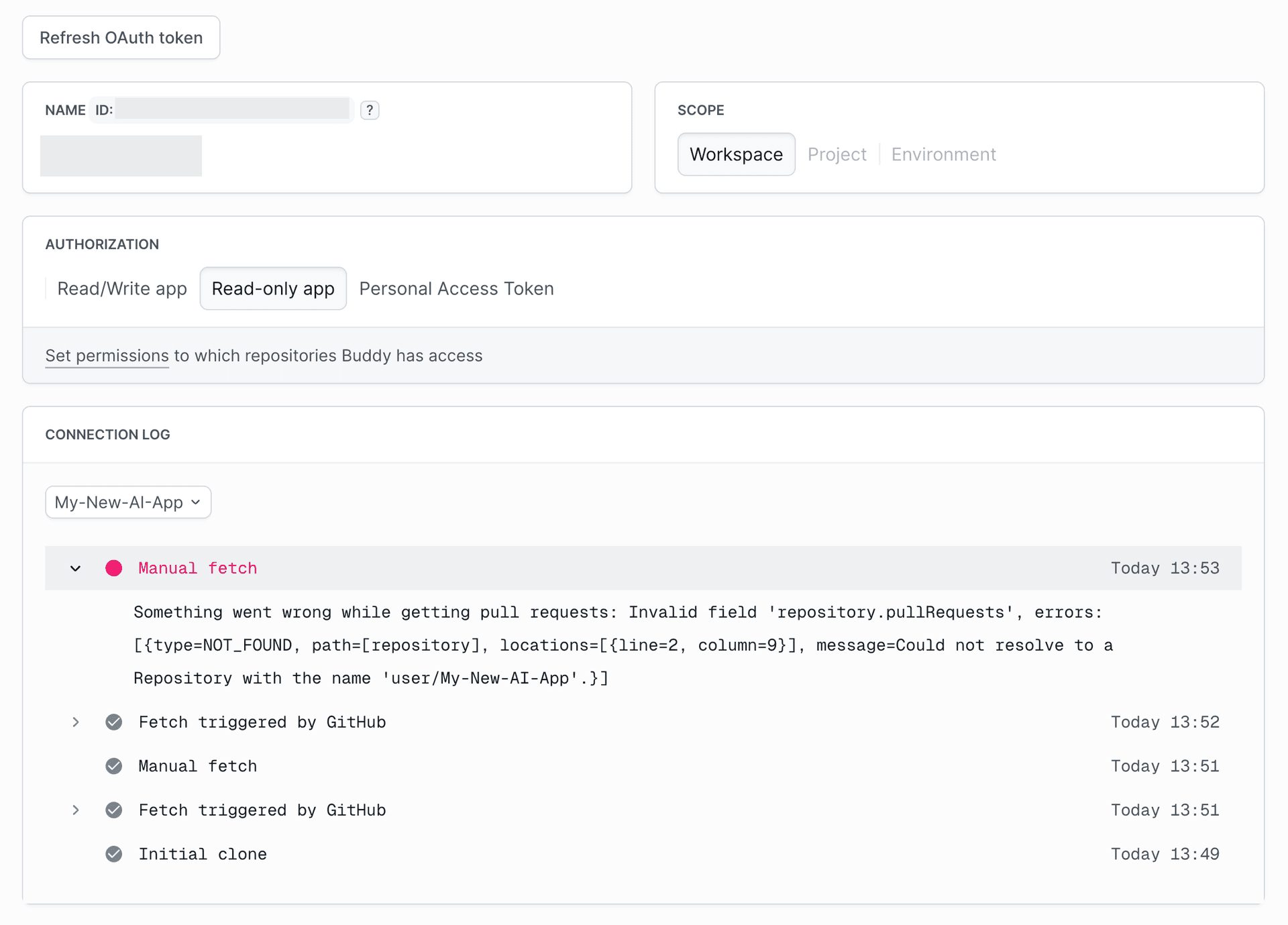 Error details – Webhook details
