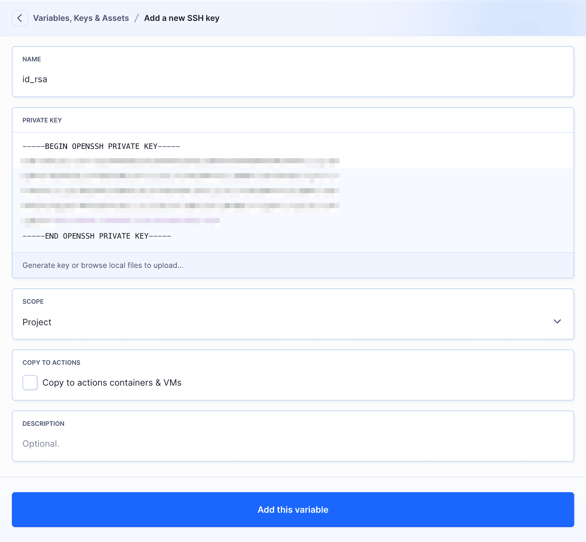 Adding private key