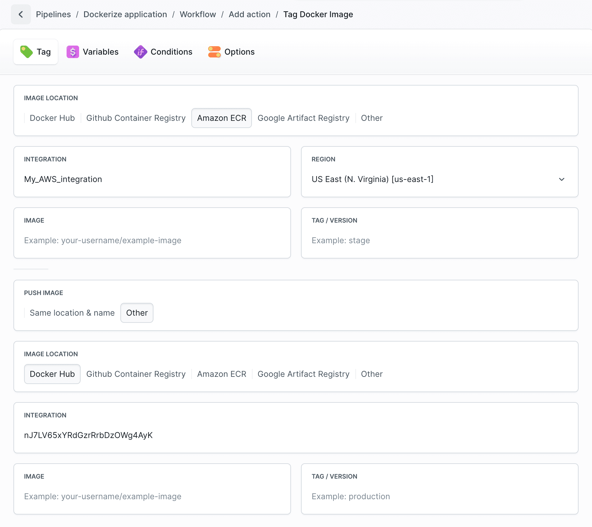 Tag Docker Image action configuration