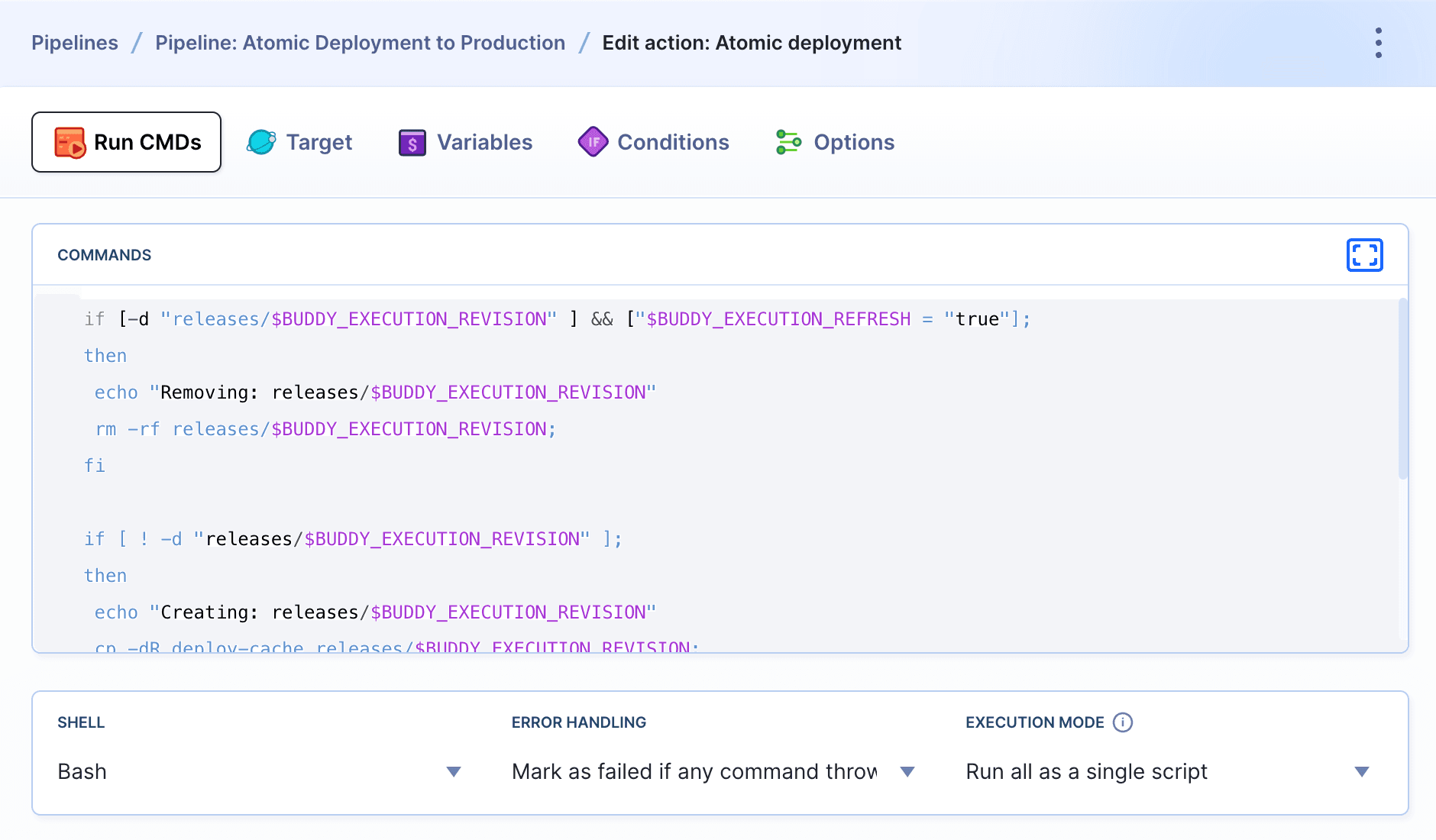 Atomic deployment configuration