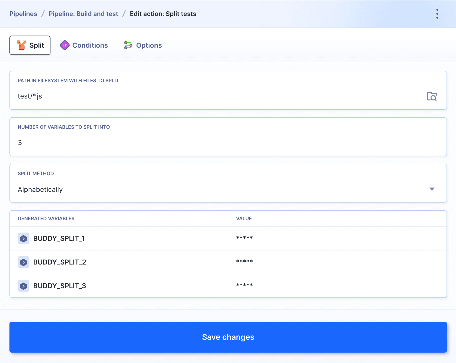 Action configuration