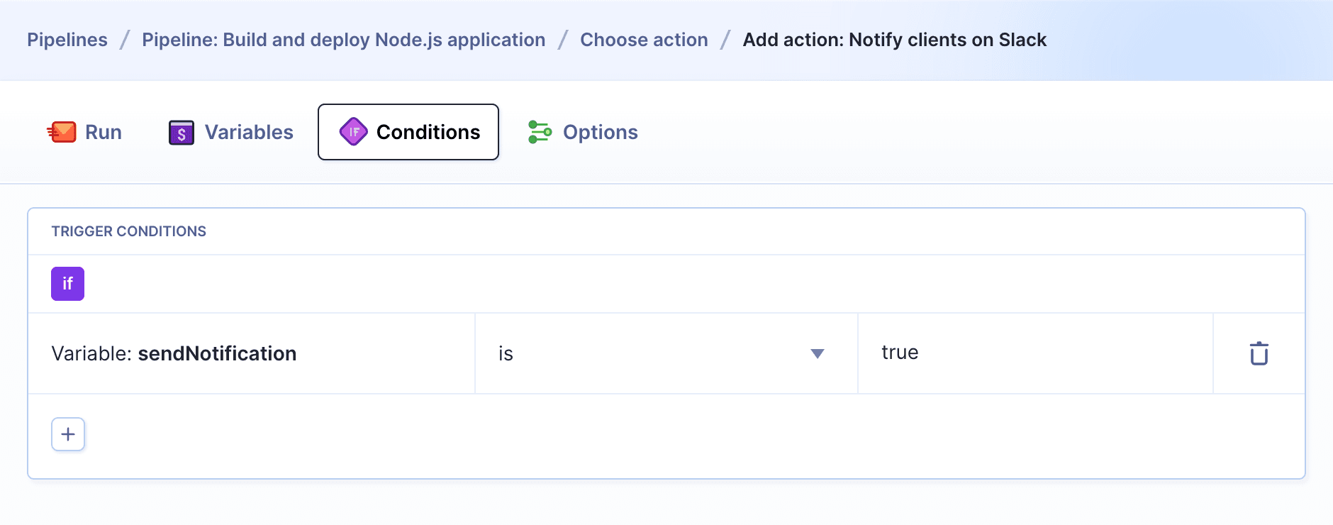 Condition: run if parameter is set to true