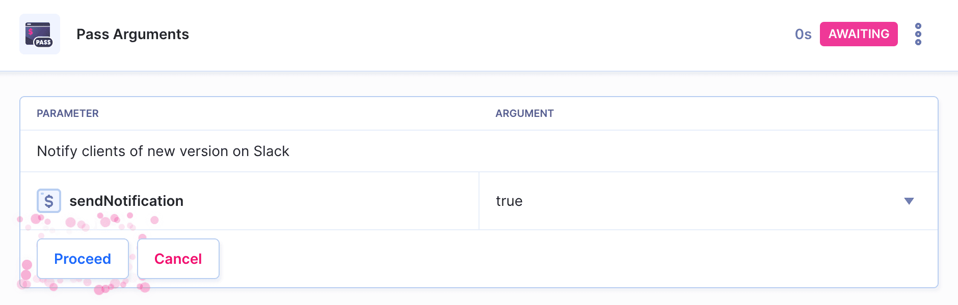 Pass arguments window