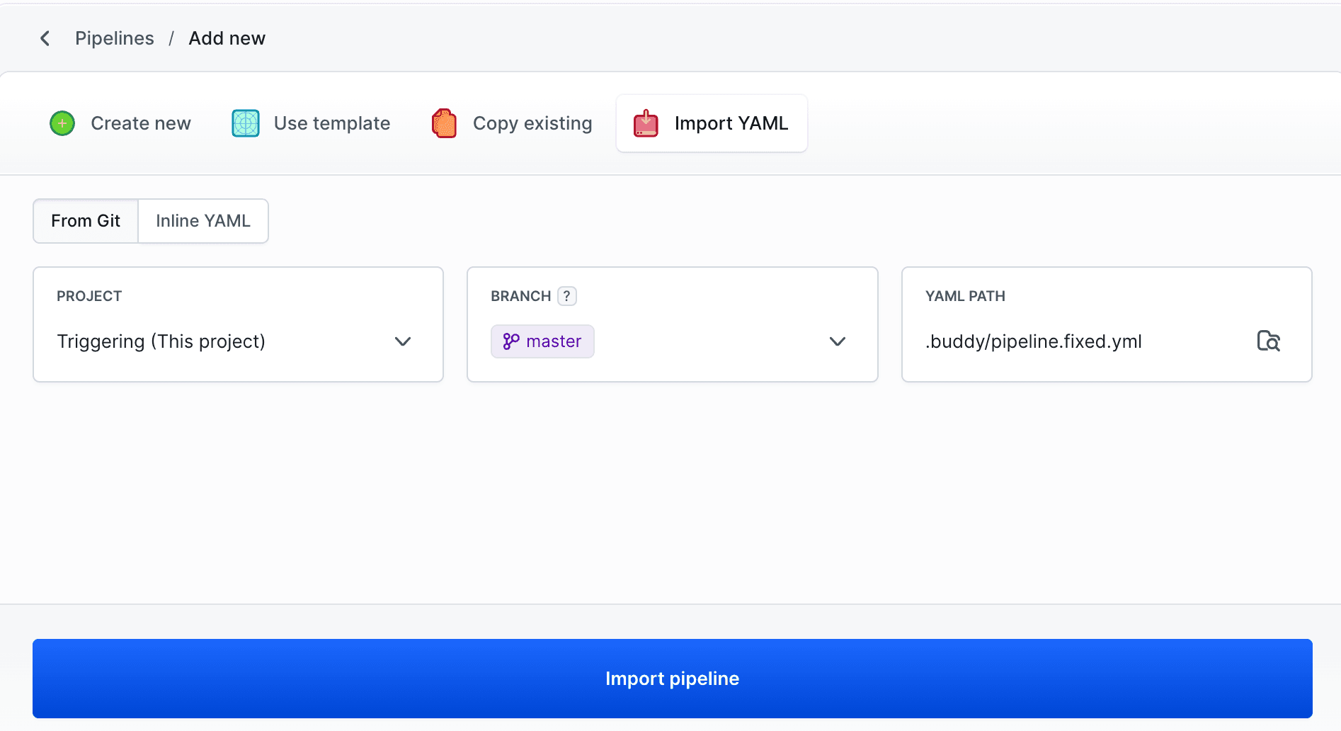 Import YAML configuration