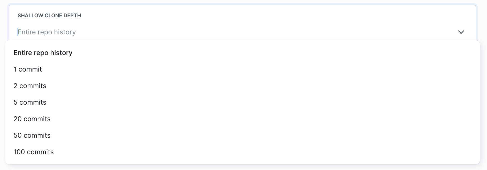 Shallow clone depth settings