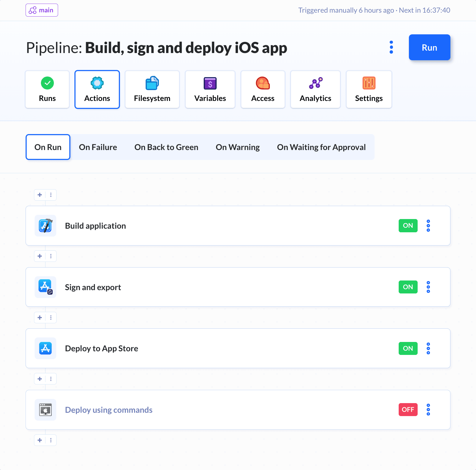 Example iOS delivery pipeline