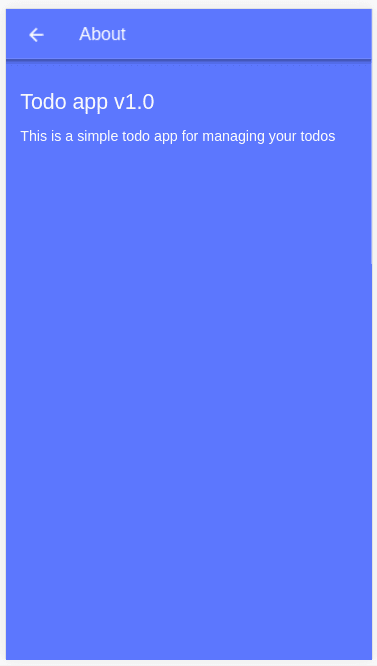 Screenshot of the About page