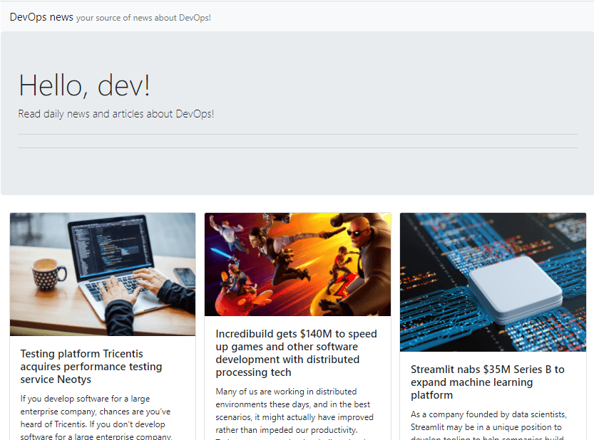Screenshot of our application
