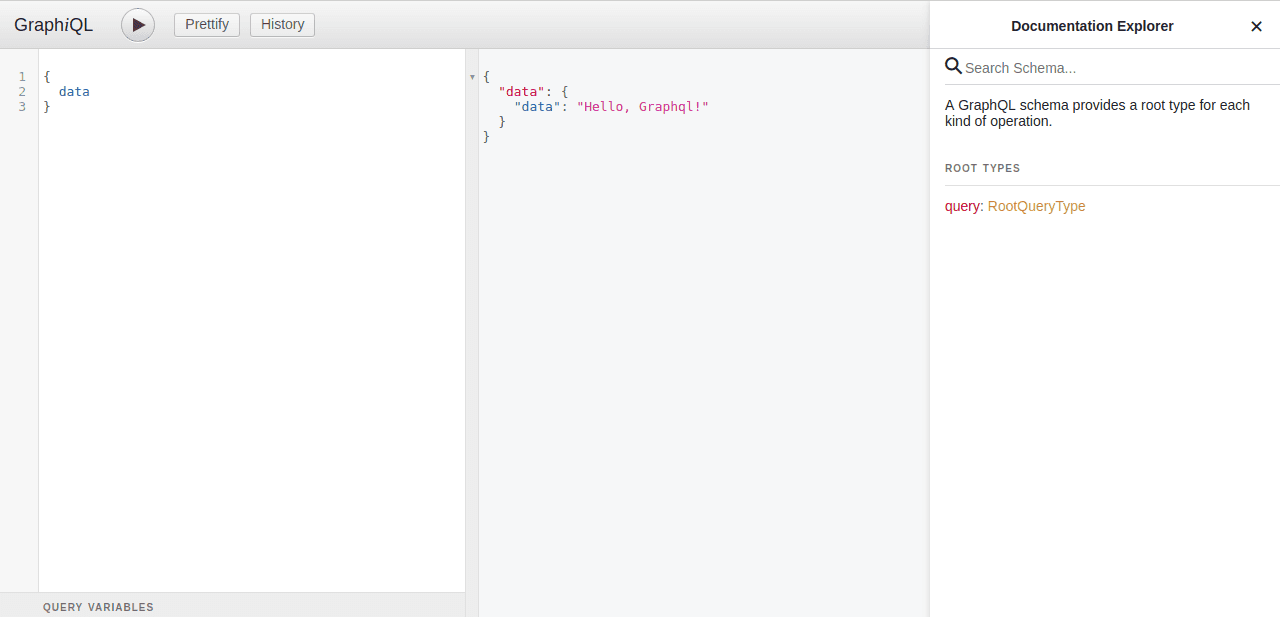 Hello GraphiQL interface