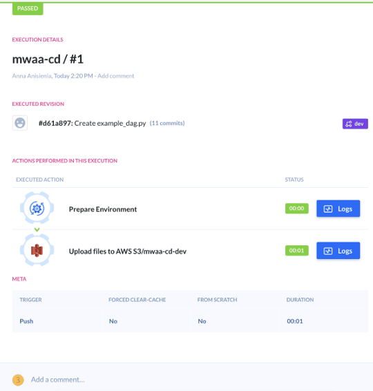 Triggered CI/CD pipeline in Buddy — image by author