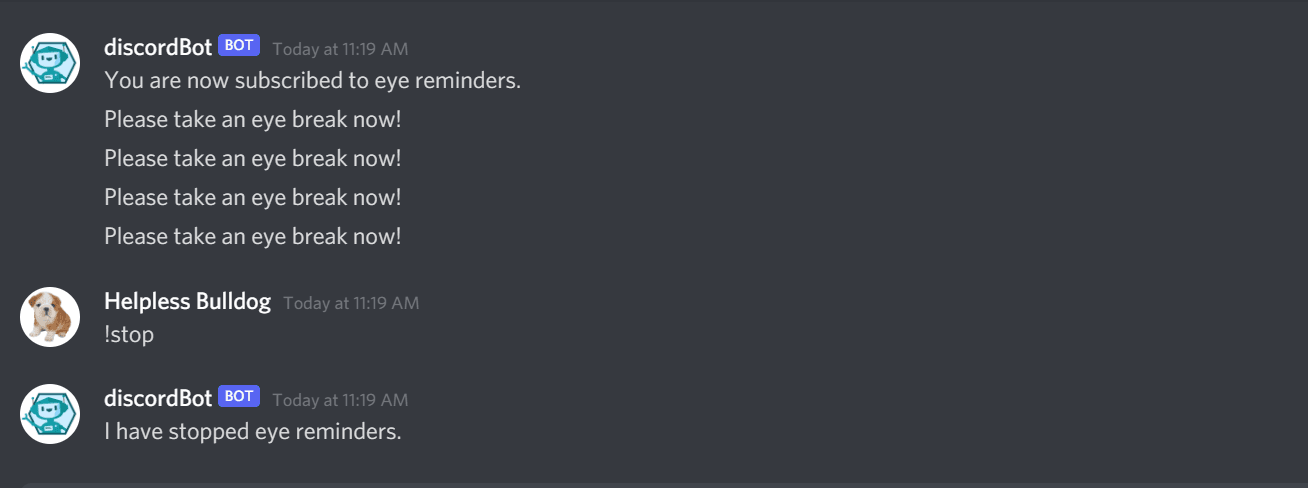 Testing stop command
