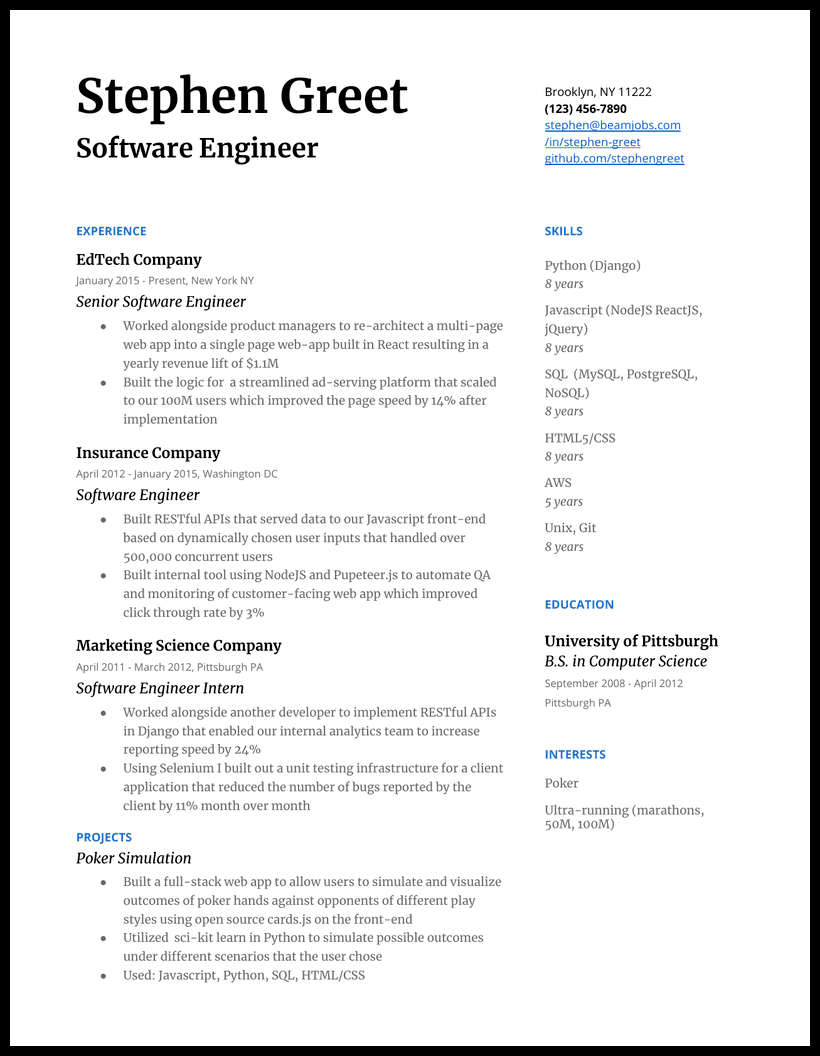 resume example 5