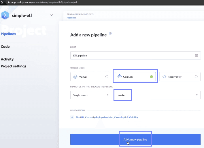 Choosing trigger mode