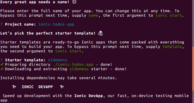 Creating your Ionic project
